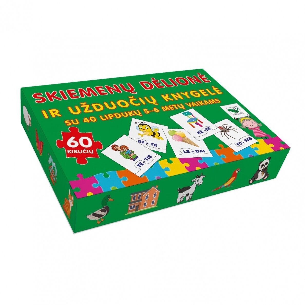 Skiemenų dėlionė ir užduočių knygelė su 40 lipdukų 5-6 metų vaikams