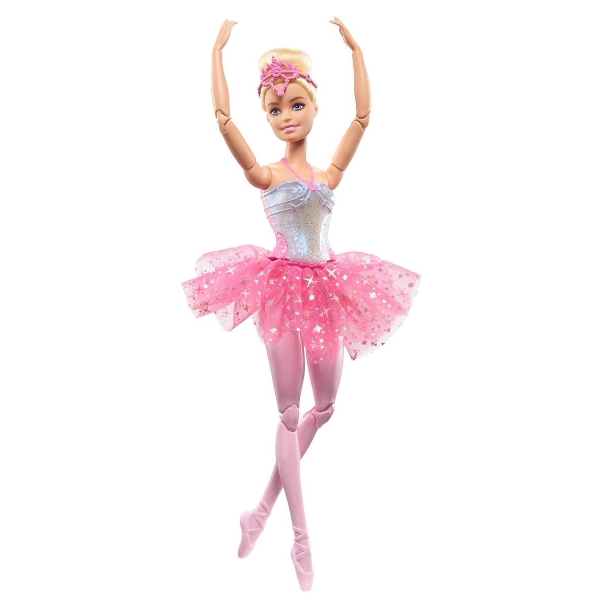 Barbie Dreamtopia balerina HLC25, su tviskančiu rožiniu sijonu ir tiara – vaizdas 3