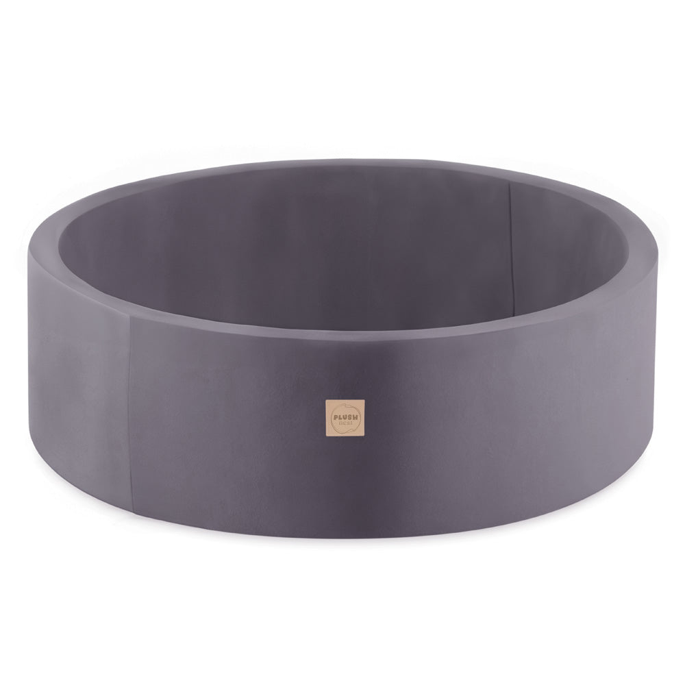Aksominis Sausas Kamuoliukų Baseinas PLUSH NEST, apvalus, pilkas – pagrindinis vaizdas