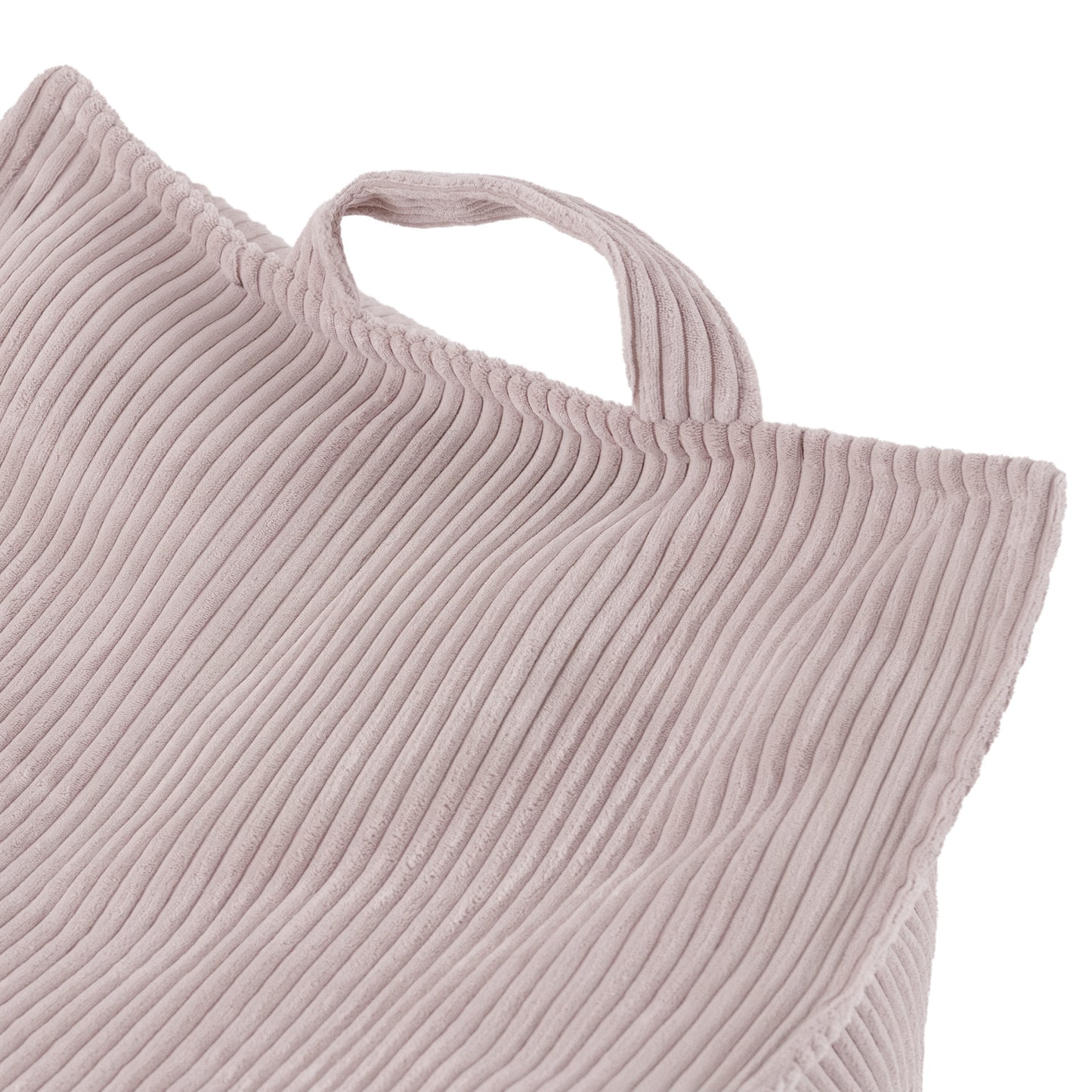 Pūkuotas kvadratinis fotelis, šviesiai rožinis veliūras, šoninis rakursas – vaizdas 4