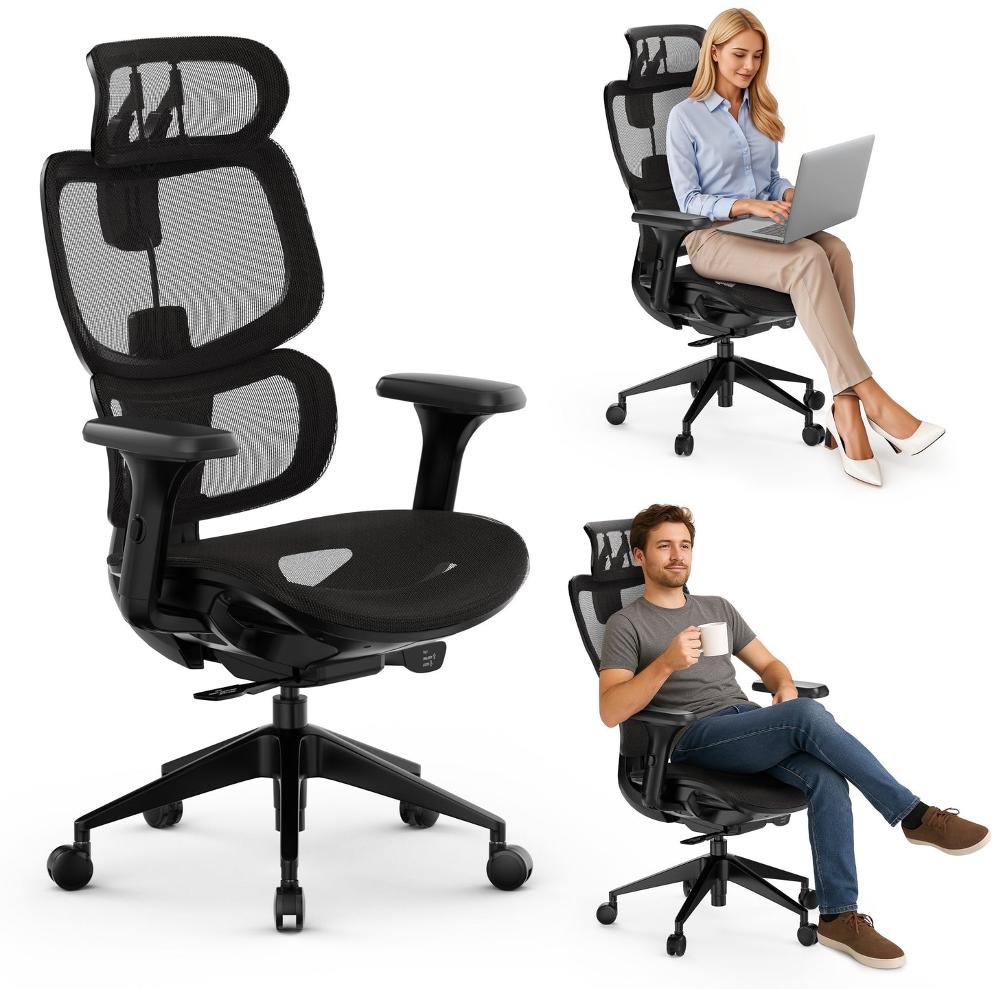 Ergonominė biuro kėdė mokiniui Nobu – nuotrauka 12
