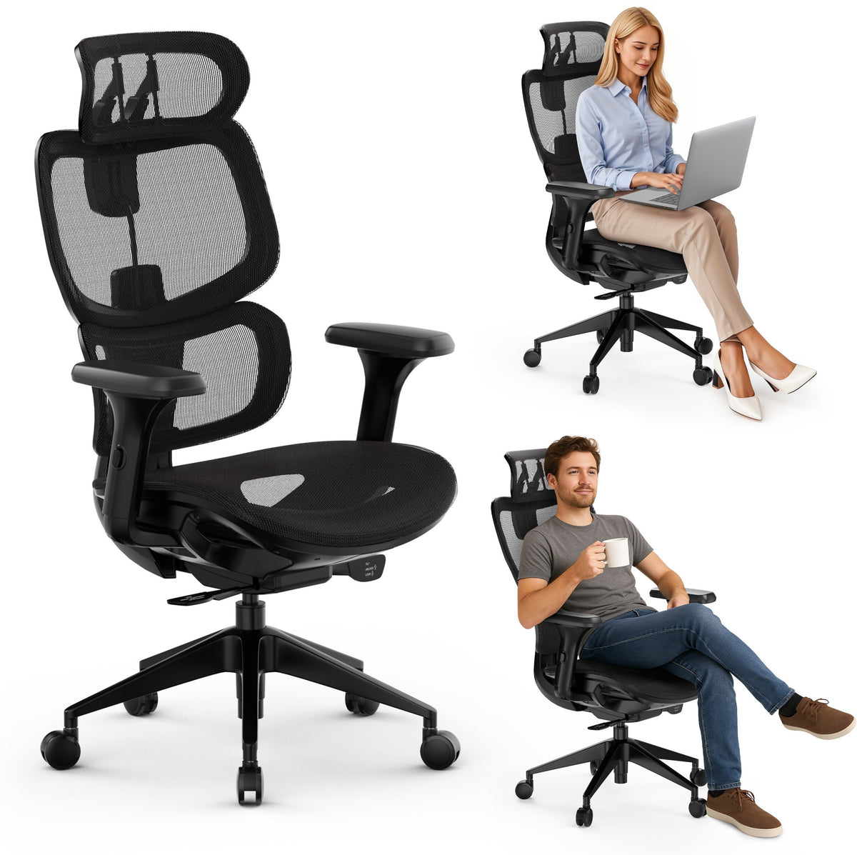 Ergonominė biuro kėdė mokiniui Nobu – nuotrauka 12