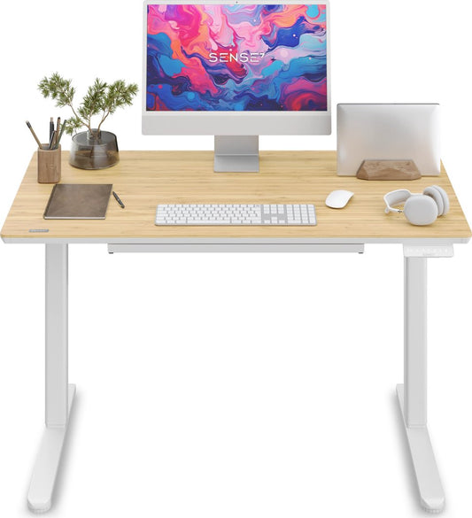 Elektrinis stalas su bambukiniu stalviršiu NEWAI 120x60 cm – nuotrauka 1