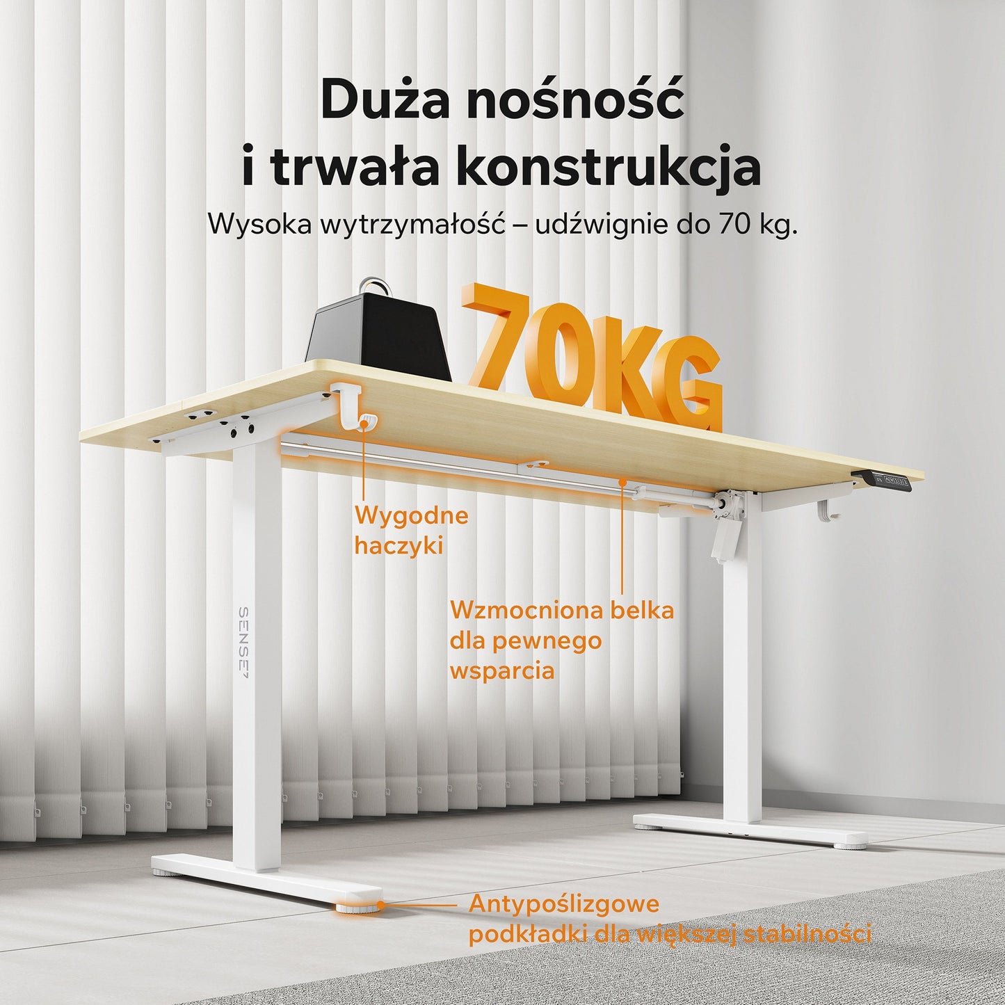 Nojo Light stalas, balta/pušis - detalė