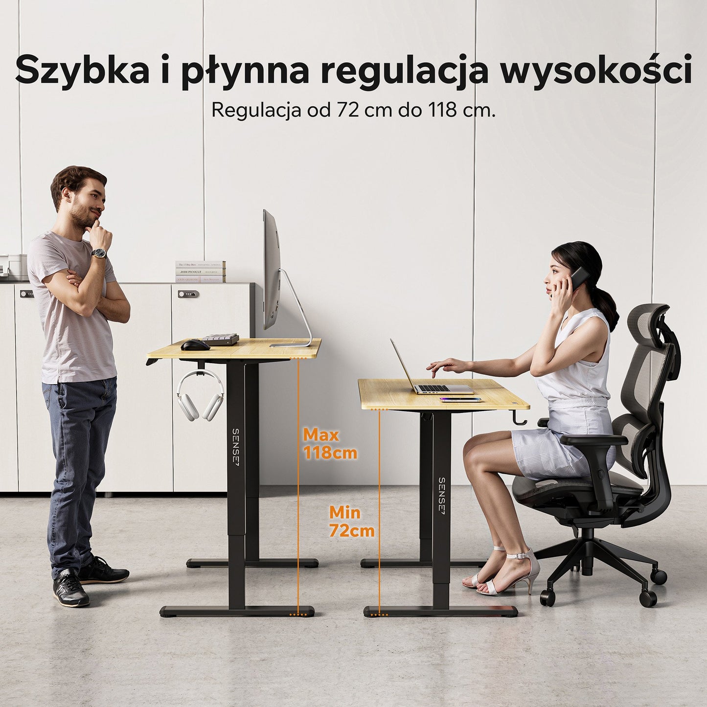 Nojo Light stalas, juoda/pušis - vaizdas iš šono