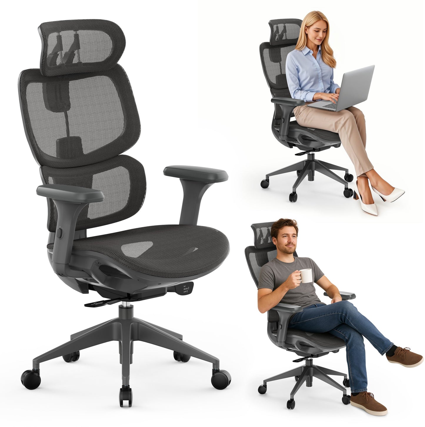 Ergonominė biuro kėdė mokiniui Nobu – nuotrauka 36