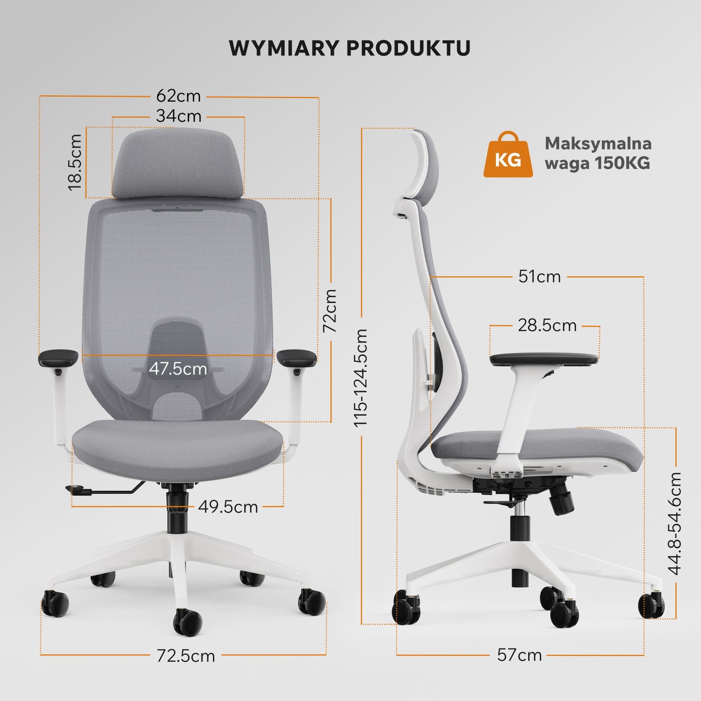 Ergonominė biuro kėdė paaugliui Nakai – nuotrauka 24