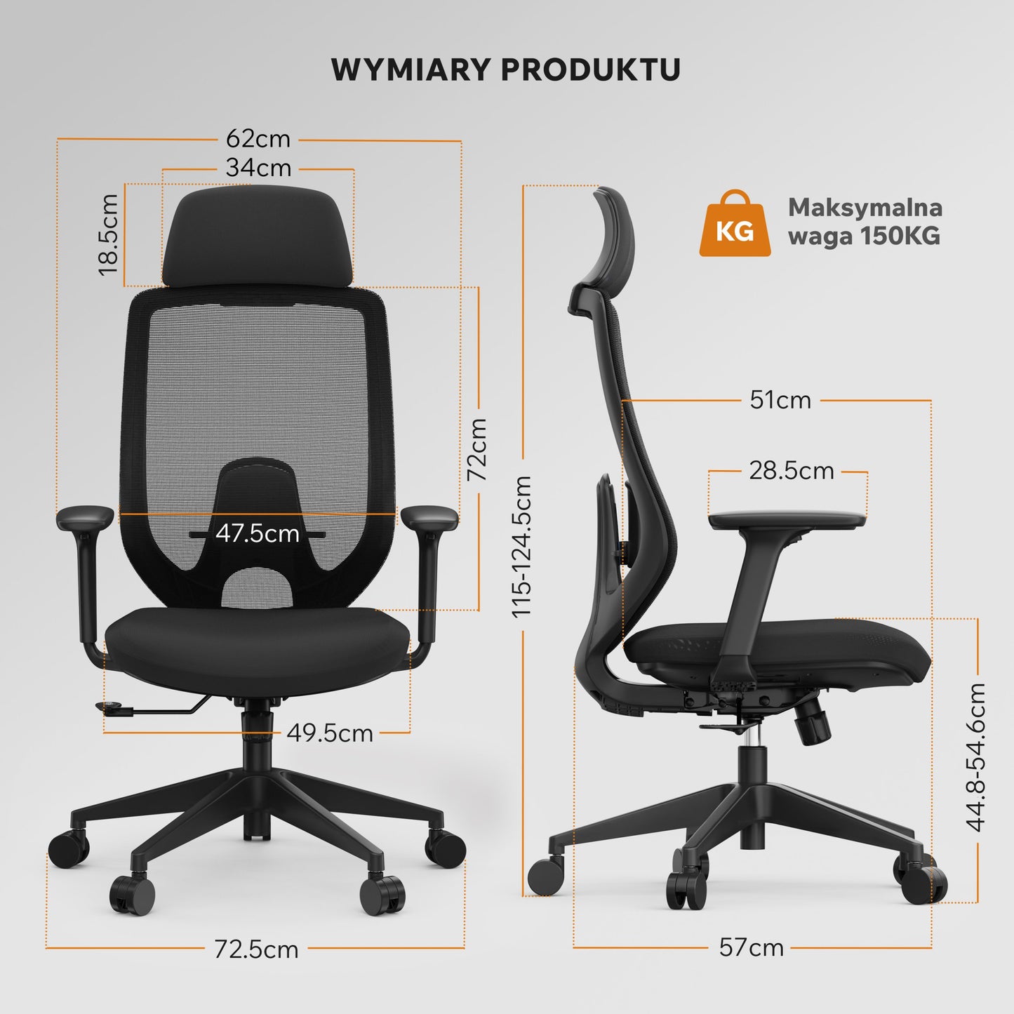 Ergonominė biuro kėdė paaugliui Nakai – nuotrauka 4