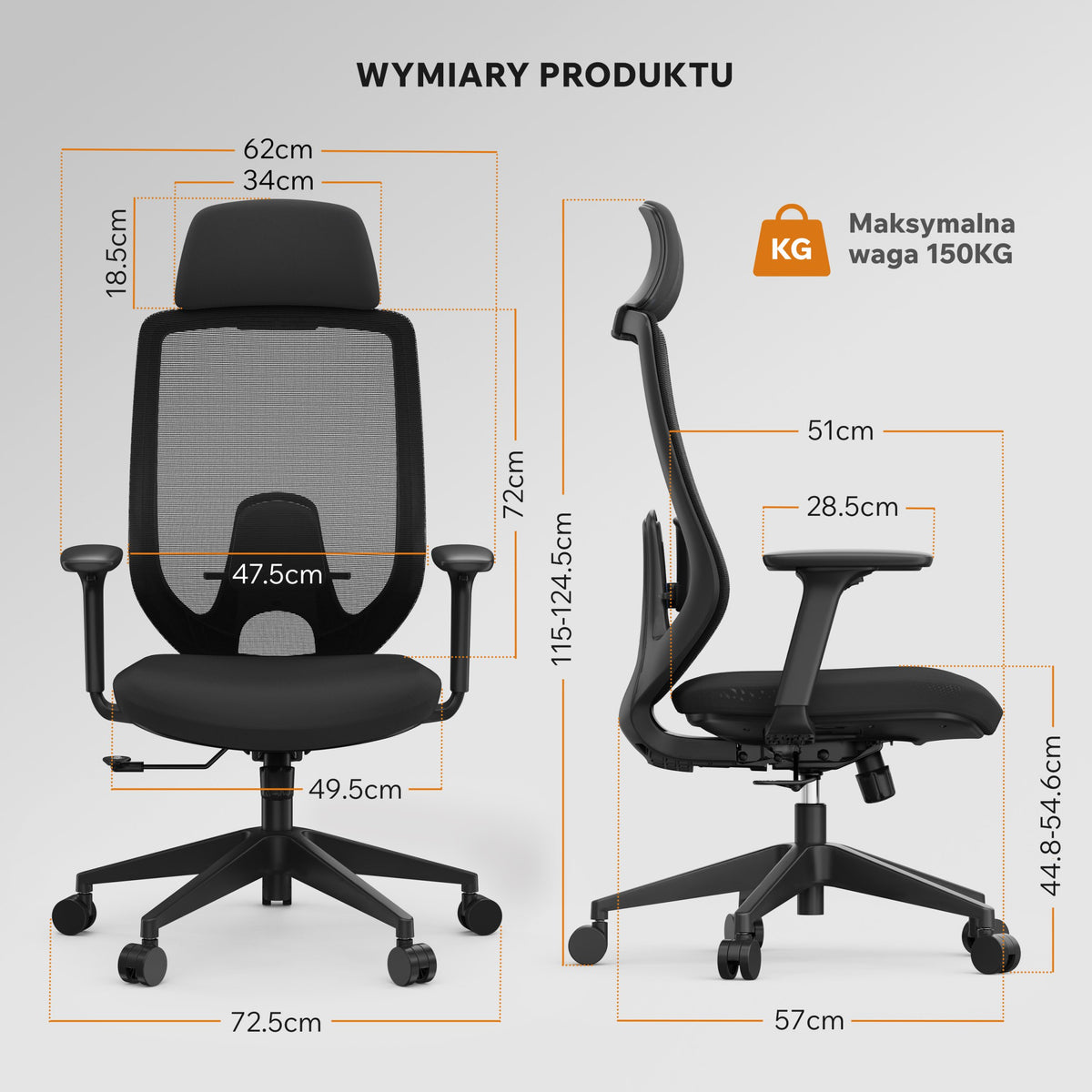 Ergonominė biuro kėdė paaugliui Nakai – nuotrauka 4