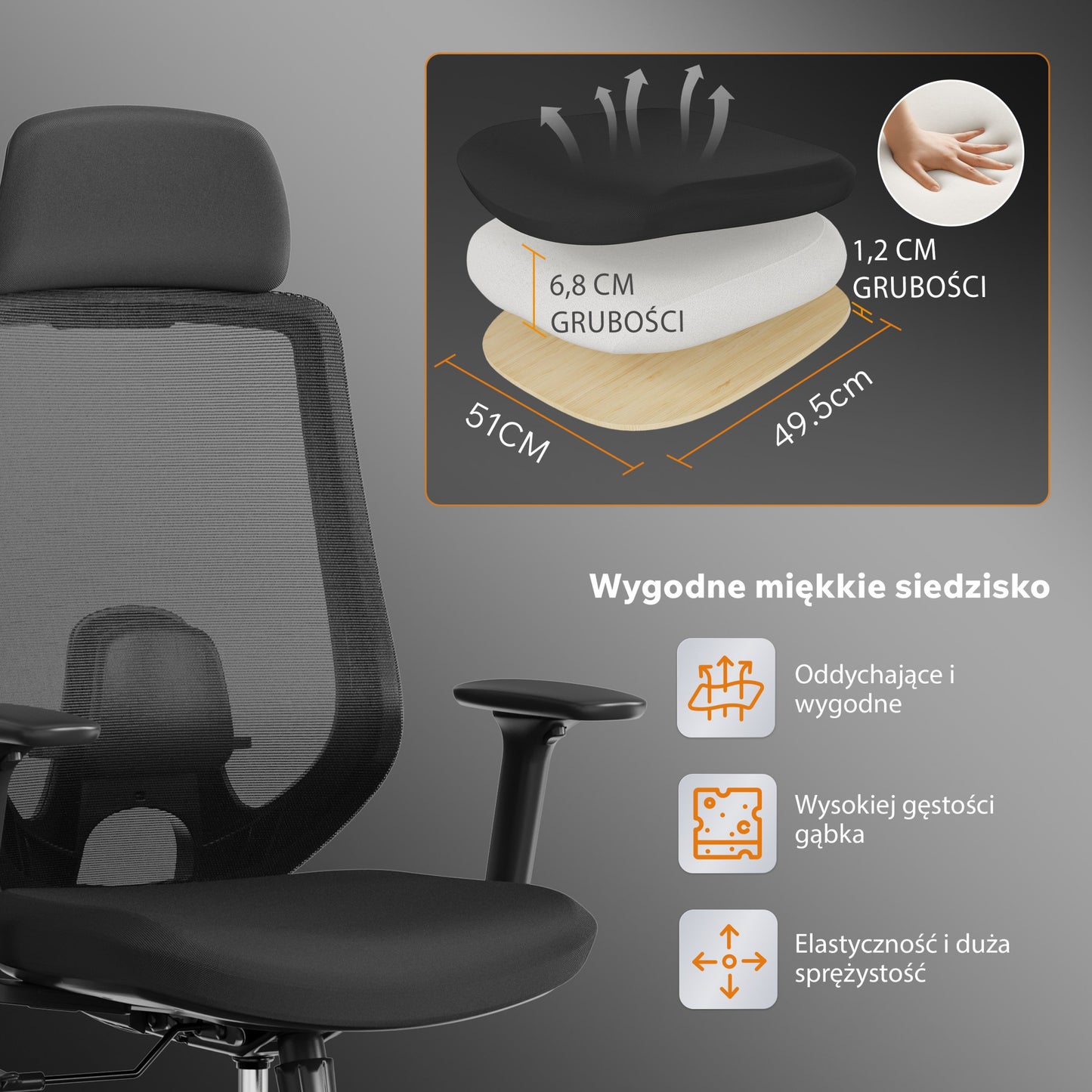Ergonominė biuro kėdė paaugliui Nakai – nuotrauka 7