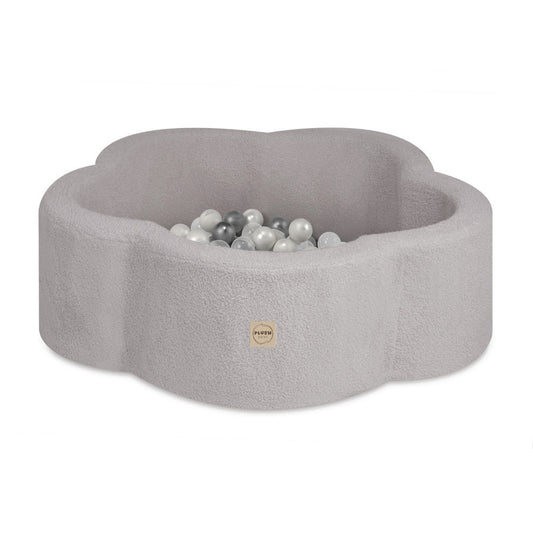 Prabangus Pliušinis Sausų Kamuoliukų Baseinas, Pilkas Avikailio Imitacija, 95x30 cm – pagrindinis vaizdas