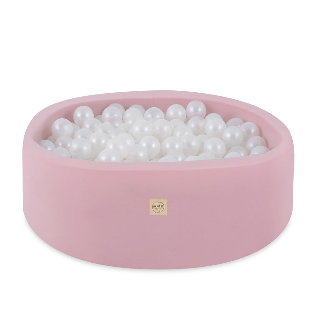 Rožinis Medvilninis Sausas Baseinas Vaikams PLUSH NEST (Apvalus, 90x30 cm)