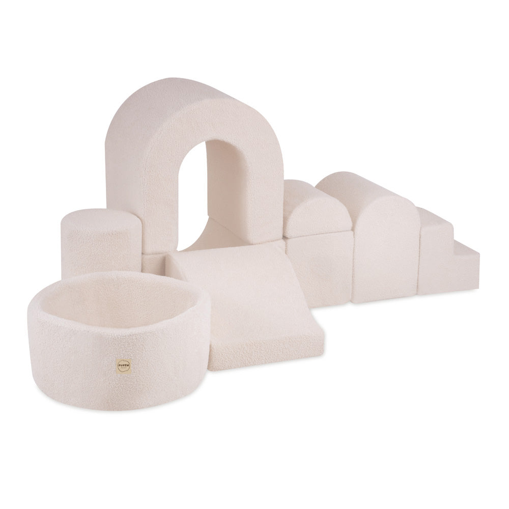 Pliušinė žaidimų pilis PLUSH NEST su kamuoliukų baseinu (Kreminė)