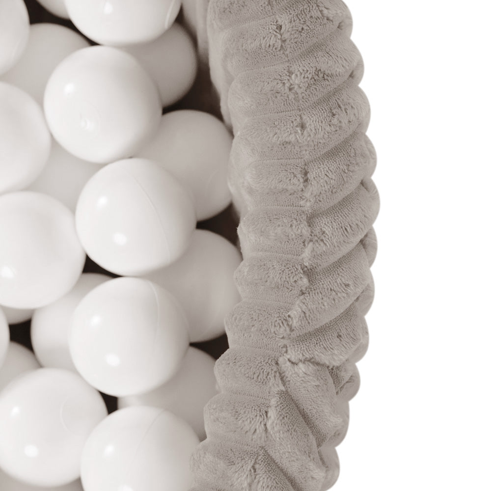 Prabangus Apvalus Kamuoliukų Baseinas PLUSH NEST Puffy Lamell, Smėlio Spalvos (90x30 cm) + 200 Kamuoliukų