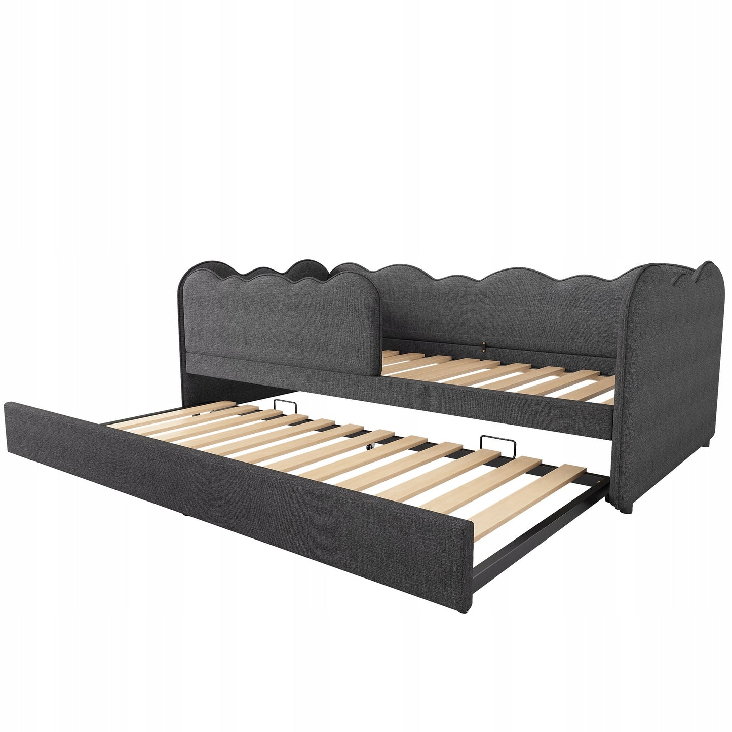 Vaikų ištraukiama sofa-lova 90x190 cm pilka – vaizdas 3