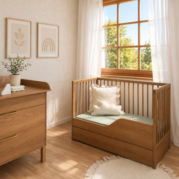 Kūdikio lovytė 120×60 DODI, ąžuolinė su stalčiumi
