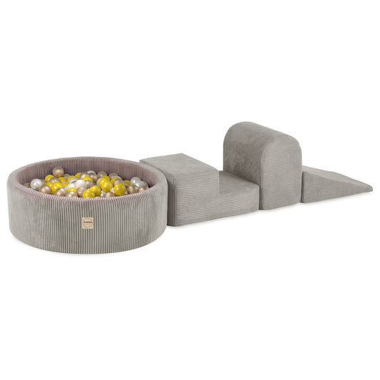 Premium Minkštas Žaidimų Aikštelės Rinkinys PLUSH NEST su Sausu Baseinu ir 200 Kamuoliukų, Smėlio Spalvos – pagrindinis vaizdas