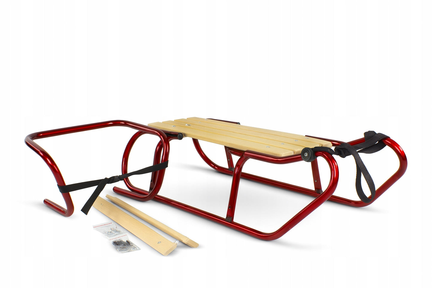 Metalinių Rogučių Komplektas su Nugara, Čiužiniu, Kojų Atramomis ir Diržu – Bordo Spalva – vaizdas 7