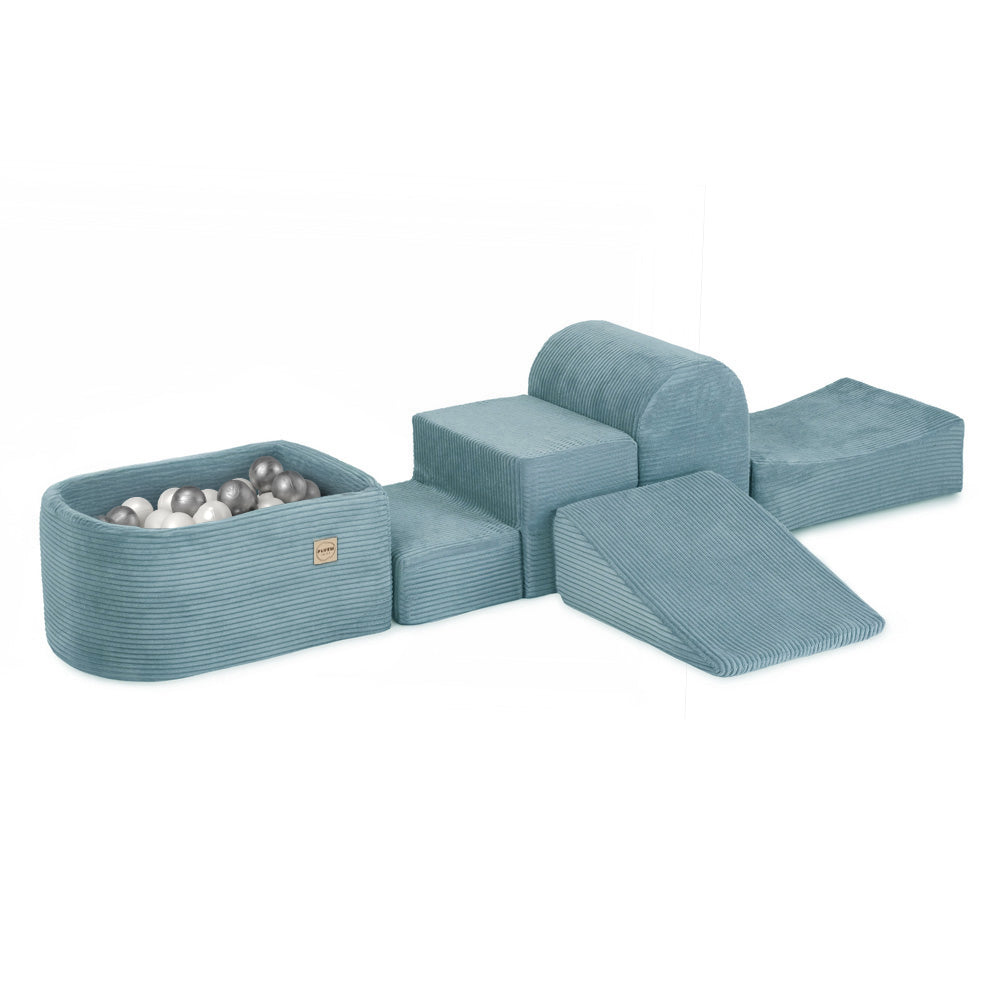 Premium Kordurojaus Mini Žaidimų Aikštelė PLUSH NEST, Mėlyna, su 100 kamuoliukų – pagrindinis vaizdas