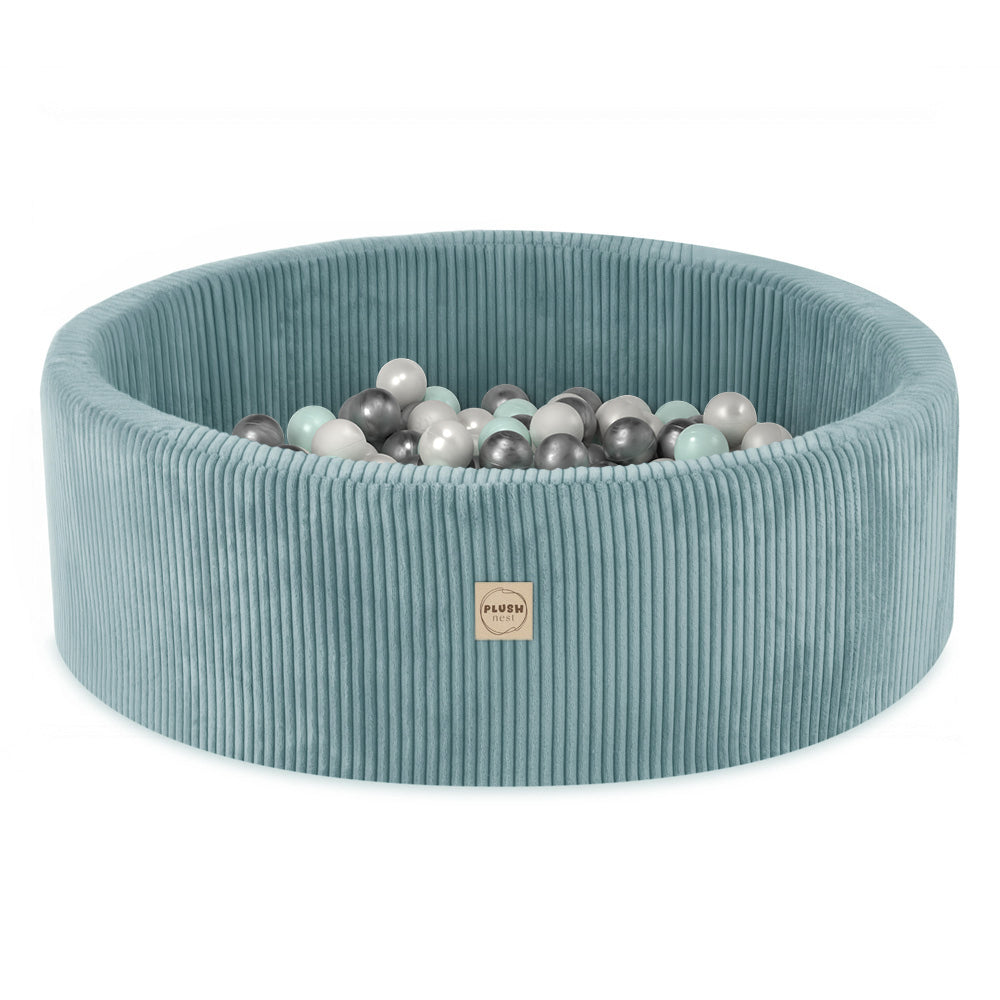 Veliūrinis apvalus kamuoliukų baseinas „PLUSH NEST“, mėlynas, 90x30 cm – pagrindinis vaizdas