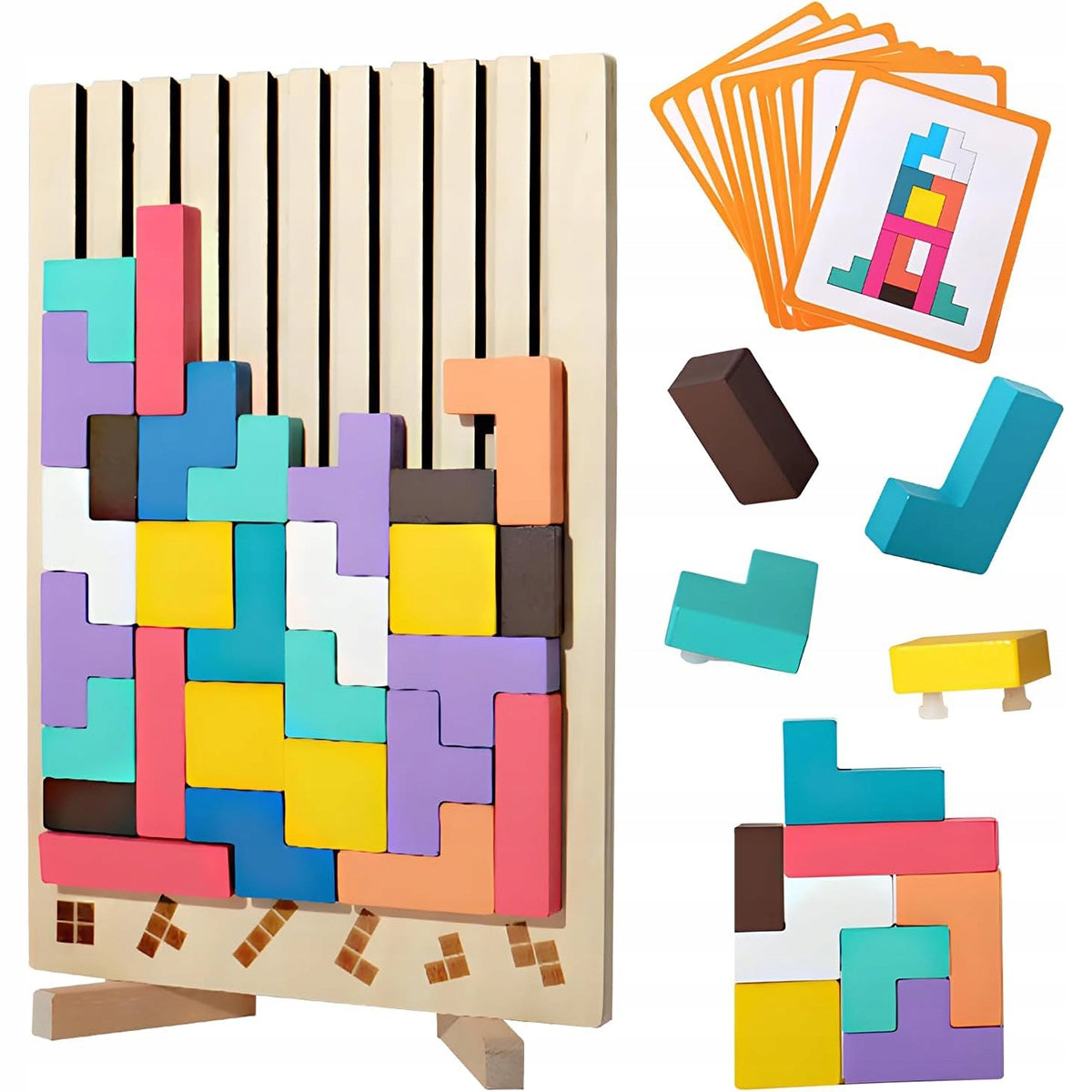 Mediniai dėlionės blokai Tetris 3D, matmenų schema – vaizdas 4