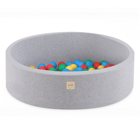 Minkštas apvalus kamuoliukų baseinas PLUSH NEST, šviesiai pilkas (90x30 cm) – pagrindinis vaizdas
