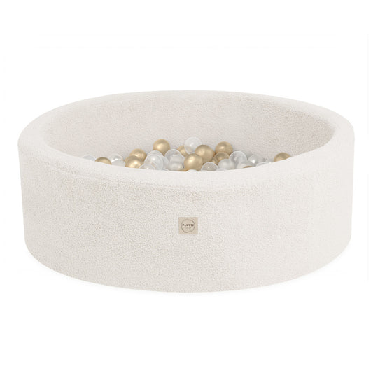 Prabangus Pūkuotas Sausas Baseinas su Avikailio Imitacija, Kreminis, 200 Kamuoliukų – pagrindinis vaizdas