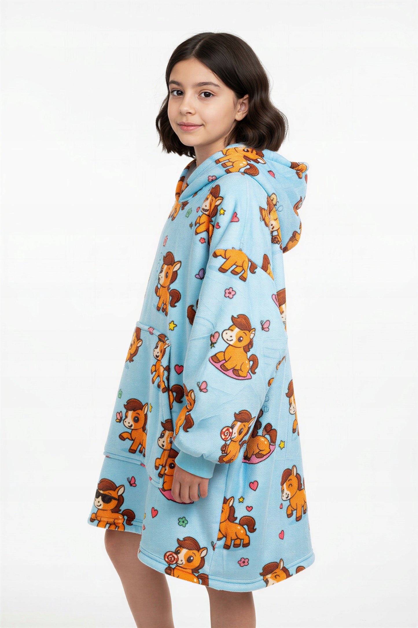 Vaikiškas džemperis-antklodė su gobtuvu (oversize)