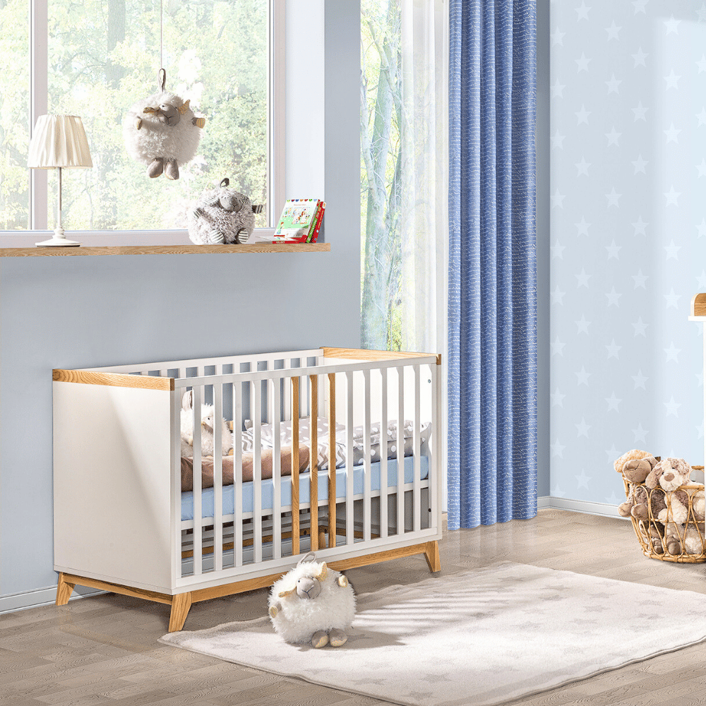 Kūdikio lovytė 120×60 NORDIK su ištraukiamais strypeliais ir sofos funkcija