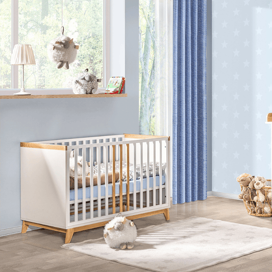 Kūdikio lovytė 120×60 NORDIK su ištraukiamais strypeliais ir sofos funkcija
