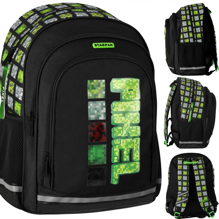 Mokyklinė kuprinė Pixel žalia – Starpak
