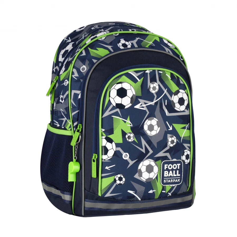 Mokyklinė kuprinė Football balti kamuoliai – Starpak