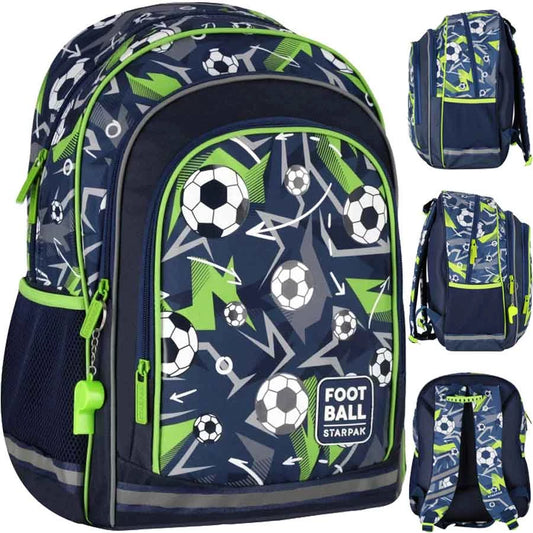 Mokyklinė kuprinė Football balti kamuoliai – Starpak
