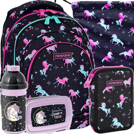 Mokyklinė kuprinė Unicorn Squad su priedais – AstraBag