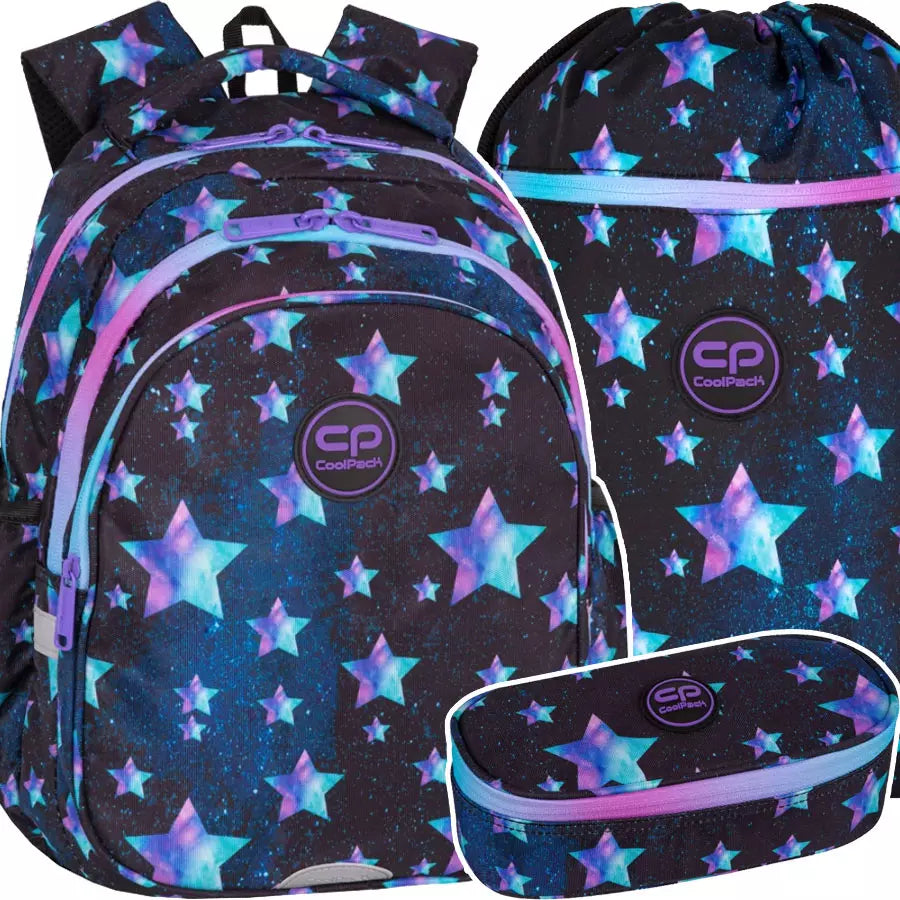 Mokyklinė kuprinė Star Night rinkinys 3 dalių – CoolPack