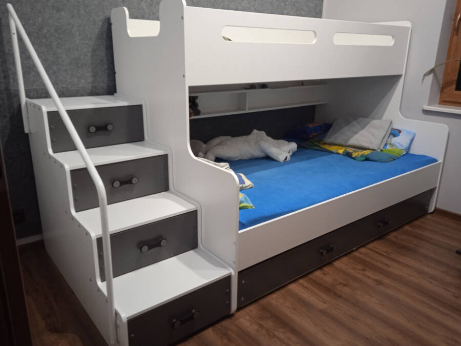 Dviaukštė jaunuolių lova MAX 3, pilka – vaizdas 7