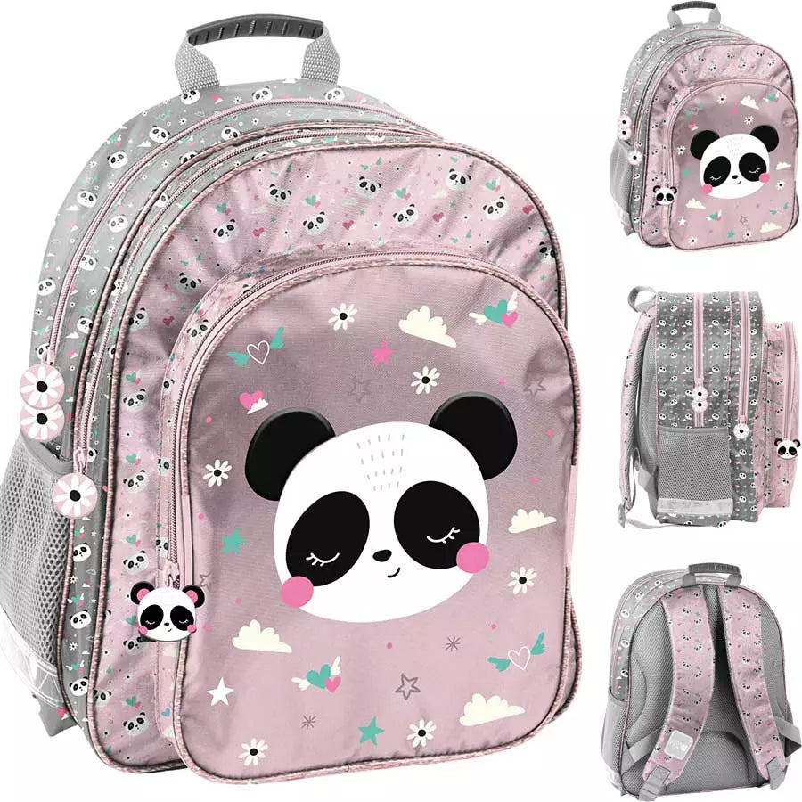 Mokyklinė kuprinė Panda rožinė – Paso