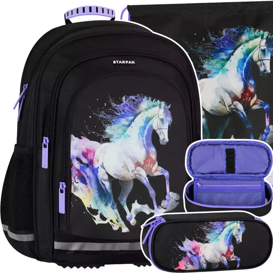 Mokyklinis komplektas kuprinė Cuties Horses – Starpak