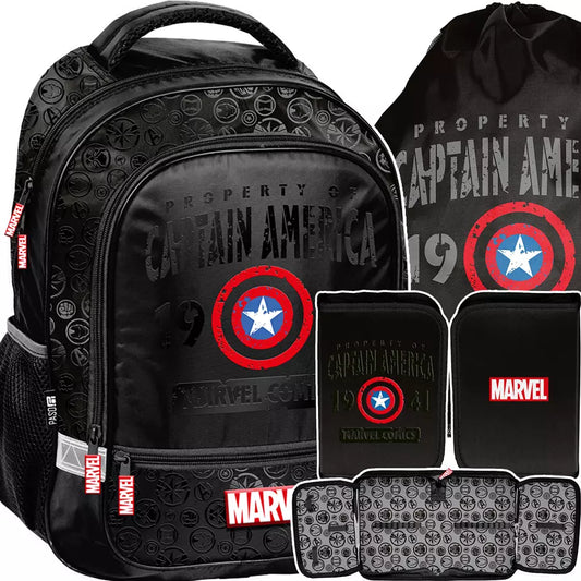 Mokyklinis rinkinys Captain America kuprinė, penalas ir maišelis – Paso