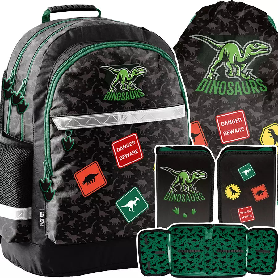 Mokyklinis rinkinys 3 dalių Dino Green kuprinė – Paso