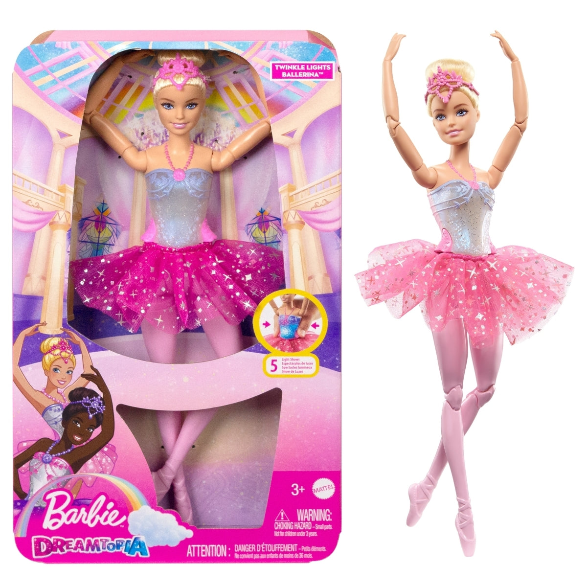 Barbie Dreamtopia balerina HLC25 su švieselėmis, rožinis sijonas – pagrindinis vaizdas