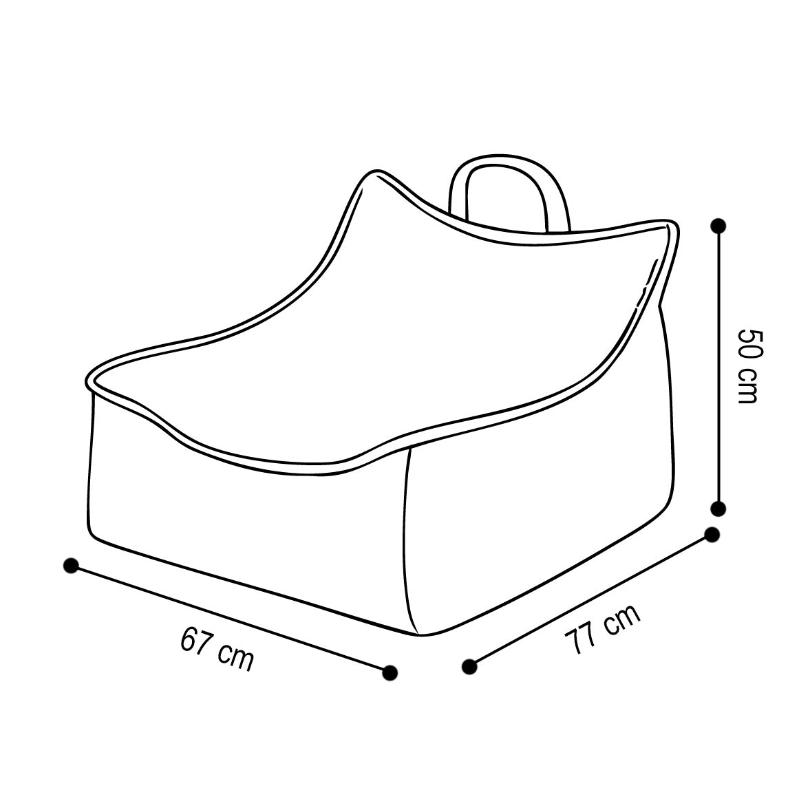 PLUSH NEST Kvadratinis Kordurojaus Fotelis Vaikams, Žalias – vaizdas 4