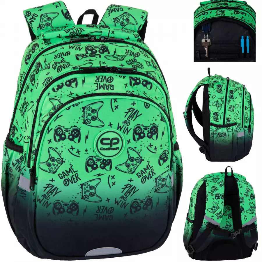 Mokyklinė kuprinė Game Over Gradient Green – CoolPack