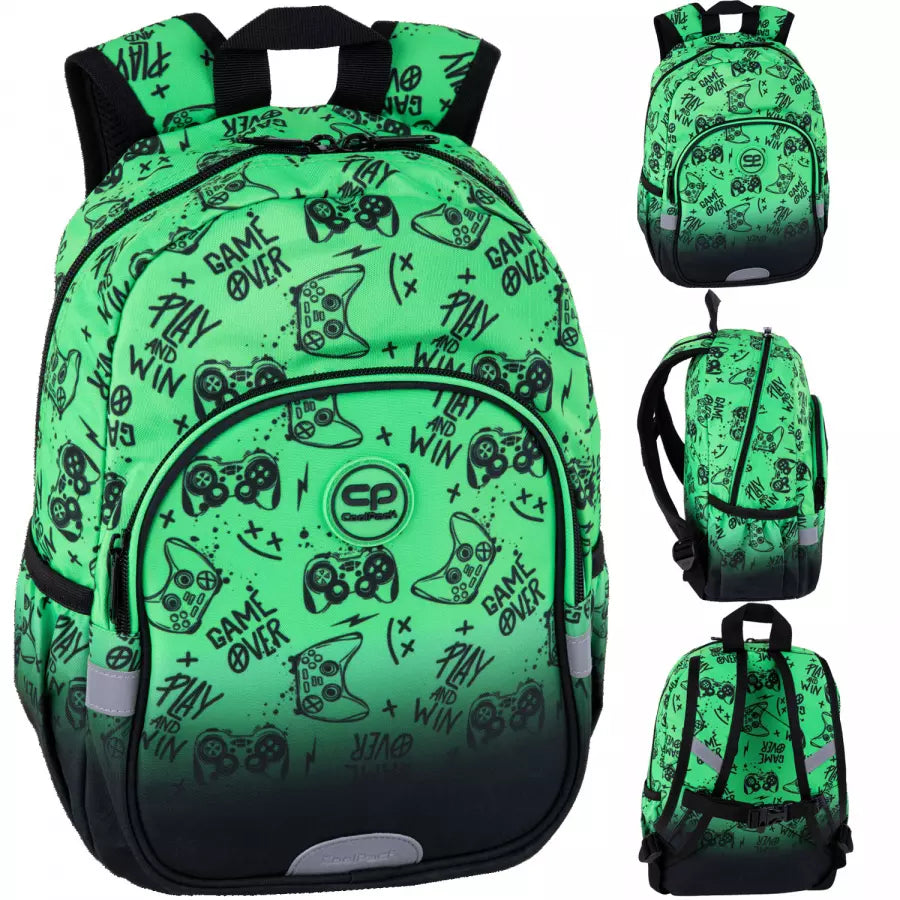 Mokyklinė kuprinė Game Over žalia – CoolPack