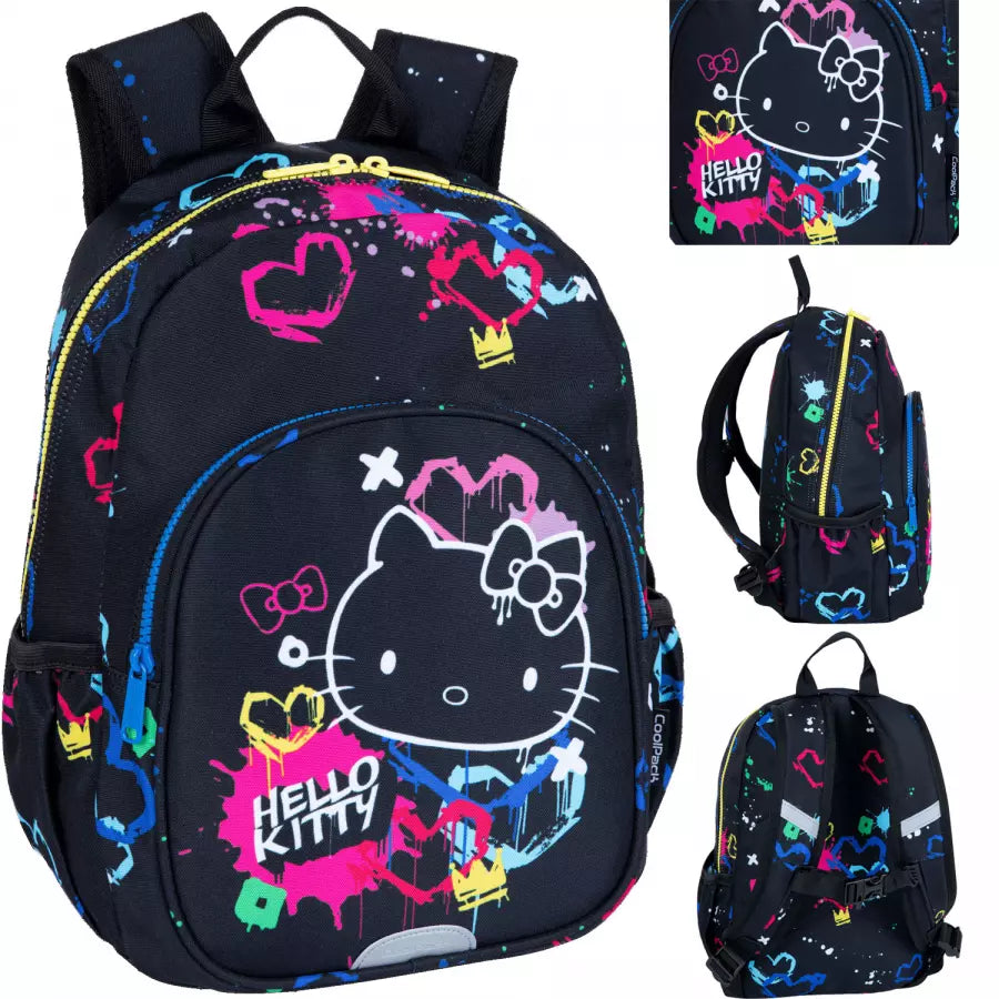 Mokyklinė kuprinė Hello Kitty juoda neoninė – CoolPack