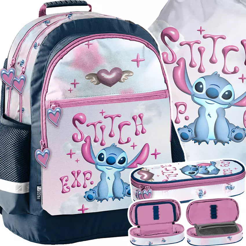 Mokyklinis rinkinys Stitch Serce 3el. (kuprinė + penalė + maišelis) – Paso