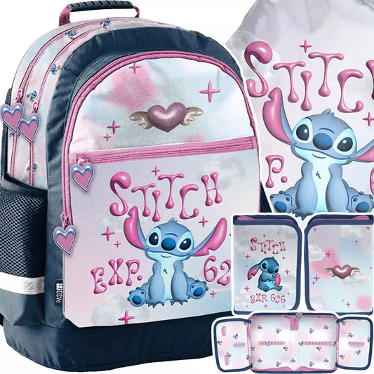 Mokyklinis rinkinys Stitch Serce 3el. (kuprinė + penalė + maišelis) – Paso