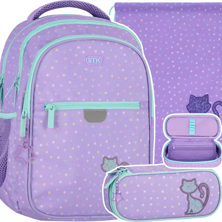 Mokyklinis rinkinys Glitter Cat 3 dalių – Starpak