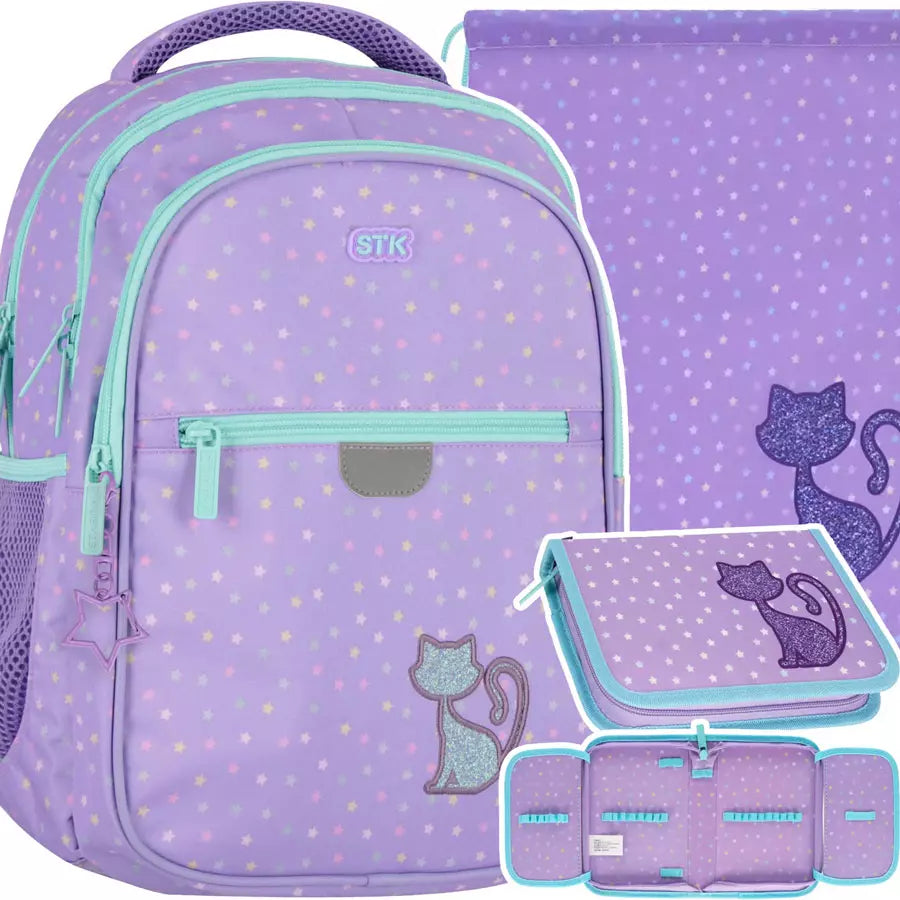 Mokyklinis rinkinys Glitter Cat 3 dalių – Starpak