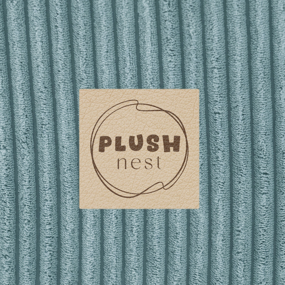 PLUSH NEST Velvetinis (kordo) sausas baseinas, apvalus, mėlynas – vaizdas 3